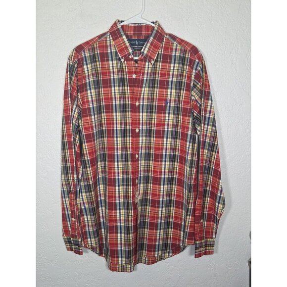 NWT Men's Ralph Lauren Classic Fit Button Down Plaid Long Sleeve Med Early 2000s - Picture 1 of 5